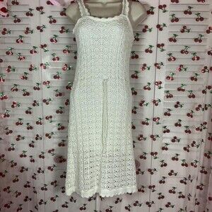 White Crochet Midi Dress